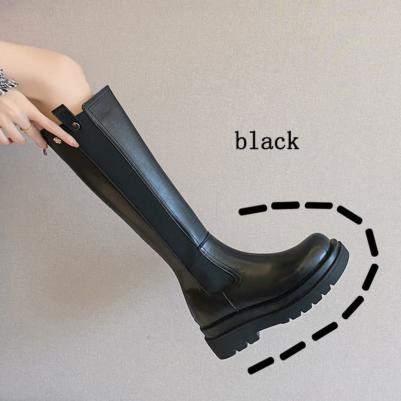 Large round Knight boots women's thick legs high tube thick bottom small long boots suitable for large boots with thick legs spring and Autumn