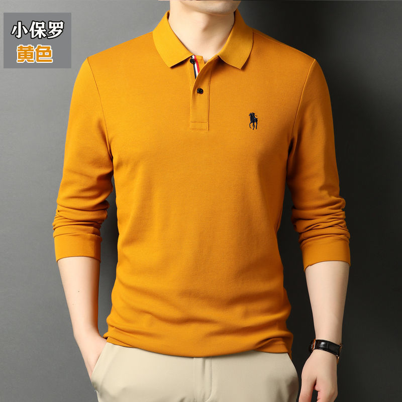 Men's authentic long sleeve 100% cotton heavy Paul polo shirt pony logo T-shirt autumn foreign trade factory loose