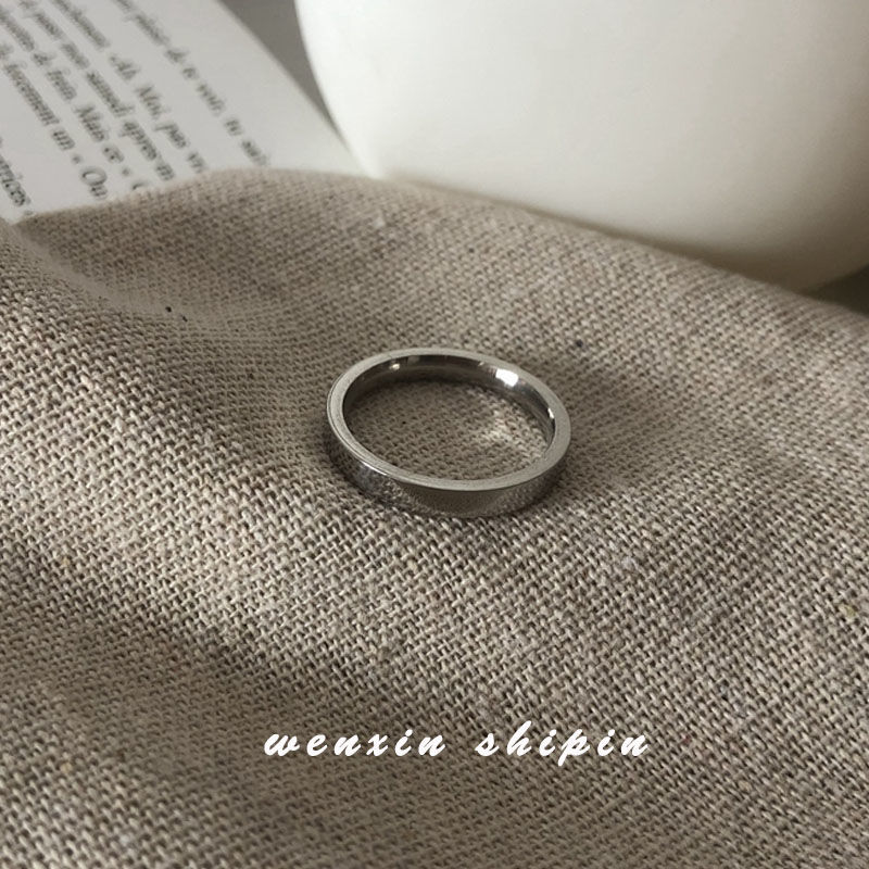 Non fading anti allergy ring trend dark Department ins silver glossy student simple couple ring men and women