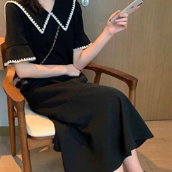 Large women's dress, fat sister mm dress 2022 Korean summer dress, loose, thin, belly covering, medium length dress