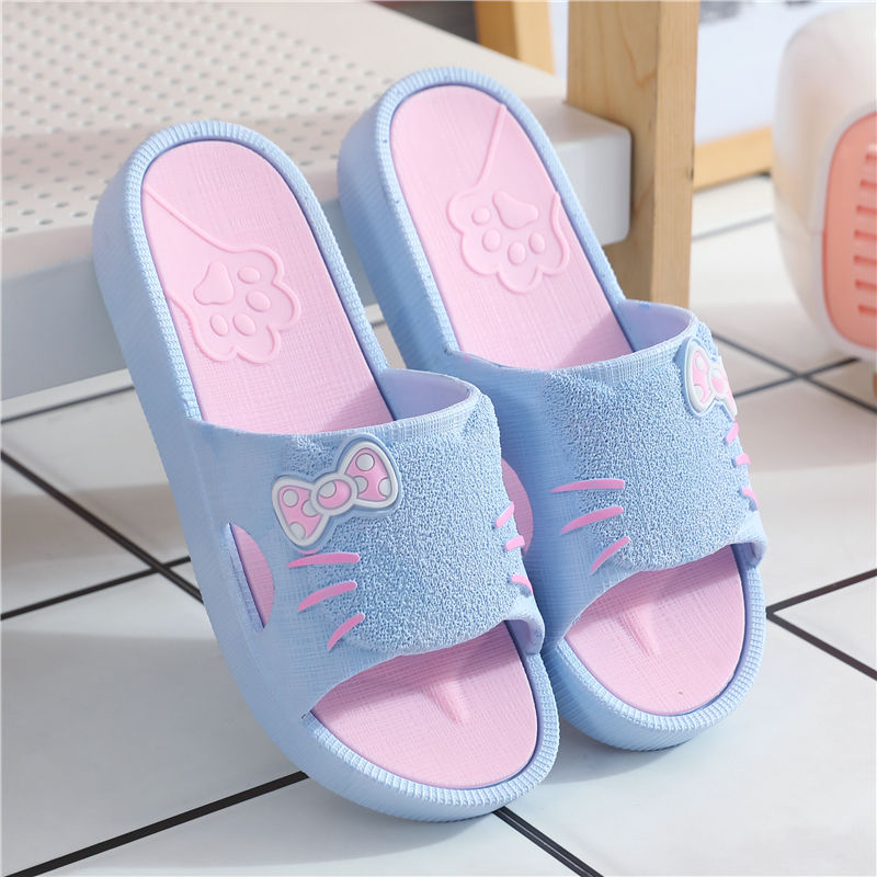 New summer slope heel thick soled sandals women lovely sweet indoor home antiskid high-heeled slippers women summer