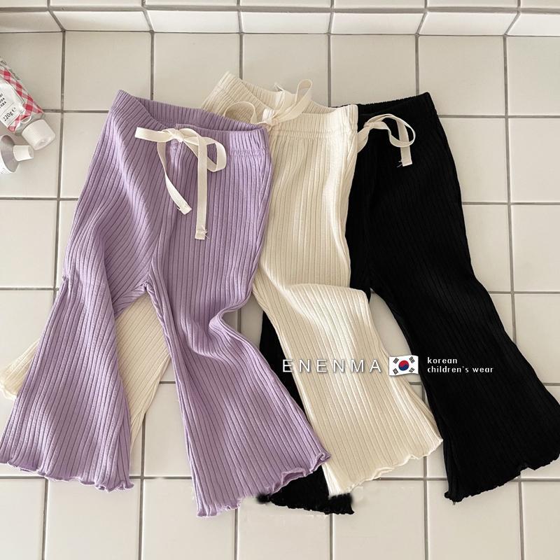 Children's clothes 2022 summer new girls' casual pants middle school children's elastic cotton wood ear micro horn cropped pants