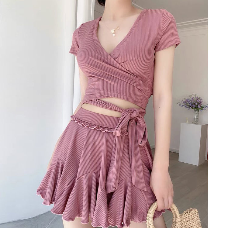 Swimsuit female pure desire style 2022 new style split skirt covering belly thin conservative student bathing suit in hot spring