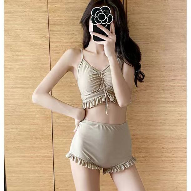 Swimsuit women's three piece set conservative Student Korean bikini covering the belly shows thin style new hot spring swimsuit is young and spicy