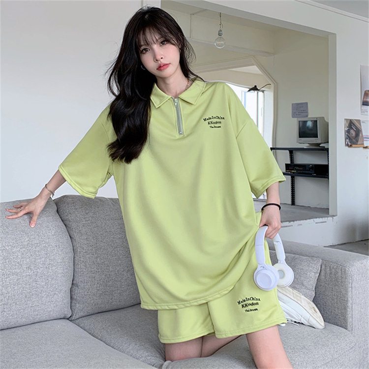 Real price fish scales real shot summer sports suit embroidered Casual Short Sleeved Shirt Pants two-piece set