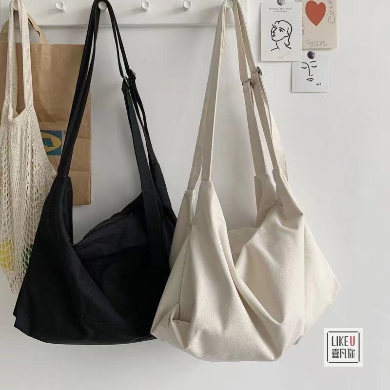 Japanese simple large capacity Tote Travel Bag yoga bag for men and women versatile literary One Shoulder Messenger canvas bag