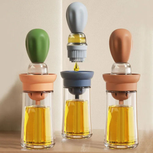 Oil brush with bottle silicone oil brush kitchen household high temperature resistant pancake with oil bottle food grade oil brush bottle artifact