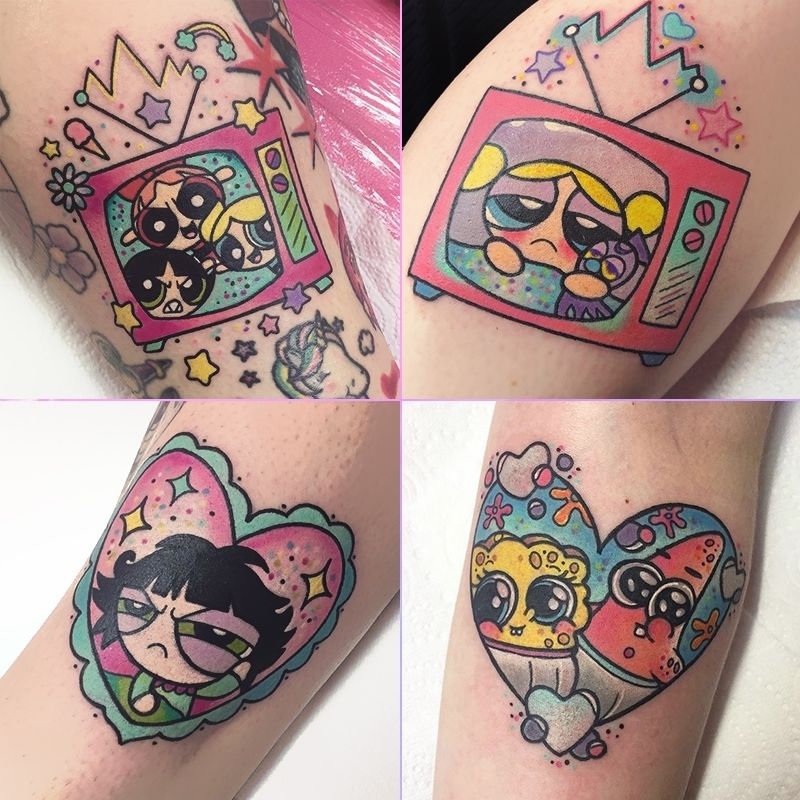 Feitian little policewoman tattoo stickers cute cartoon waterproof durable simulation tattoo stickers ins wind big power power power same type stickers