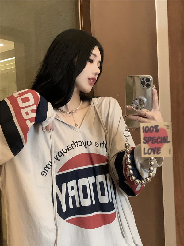 Real price Korean alphabet print Pullover T-shirt sunscreen clothes women's summer loose long sleeve thin top
