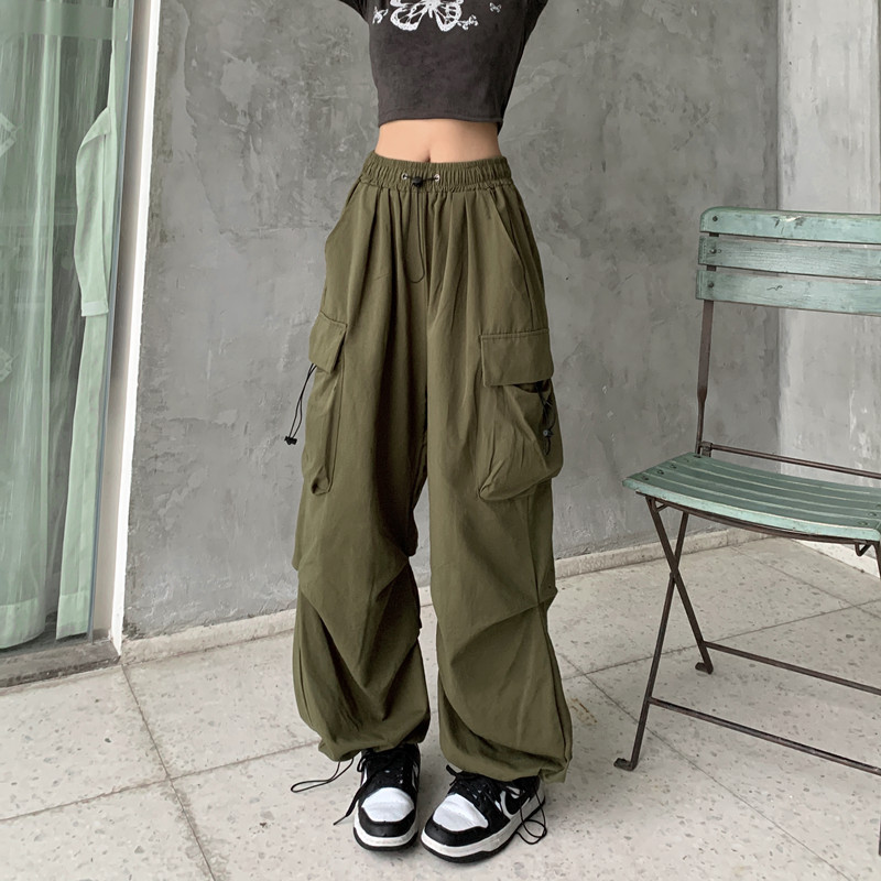 Photo # high street overalls women's 2022 new loose straight tube wide leg large pocket casual retro Leggings trend