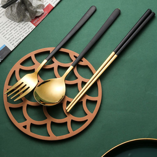 304 stainless steel spoon fork chopsticks three piece set student school chopsticks spoon set office workers portable tableware set meal