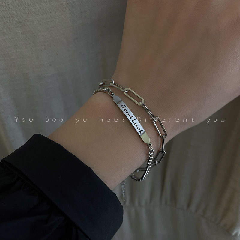 Goodluck lucky letter Bracelet female fashion niche fashion creative personalized girlfriends stitched double-layer Chain Bracelet