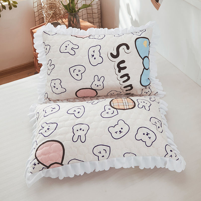 Four season cotton lace pillowcase one pair single double student dormitory girl heart Pillowcase