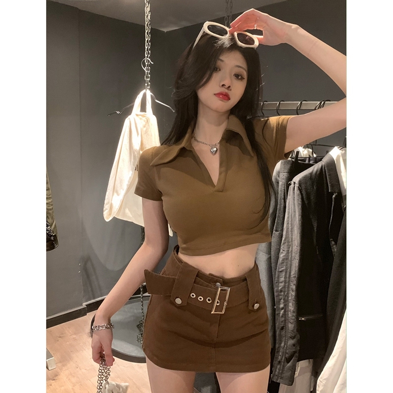 Real price official figure Cotton Rib 30 cotton 65 polyester 5 spandex American retro Spice Girls ins fashion short sleeve T-shirt