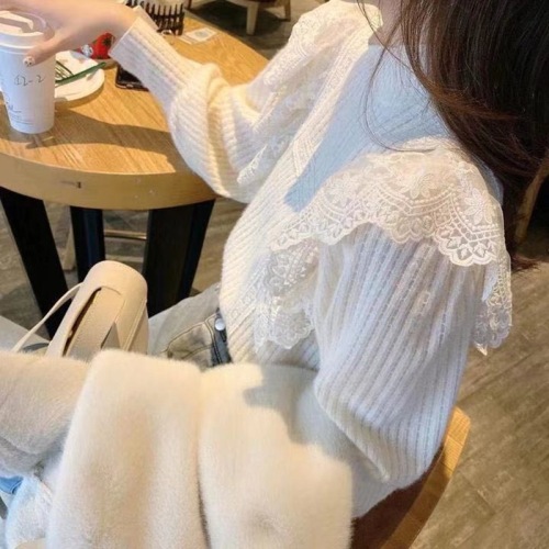 Autumn dress large size women's French lace small shirt scheming design Ganxian long sleeve foreign style top m-4xl200 Jin