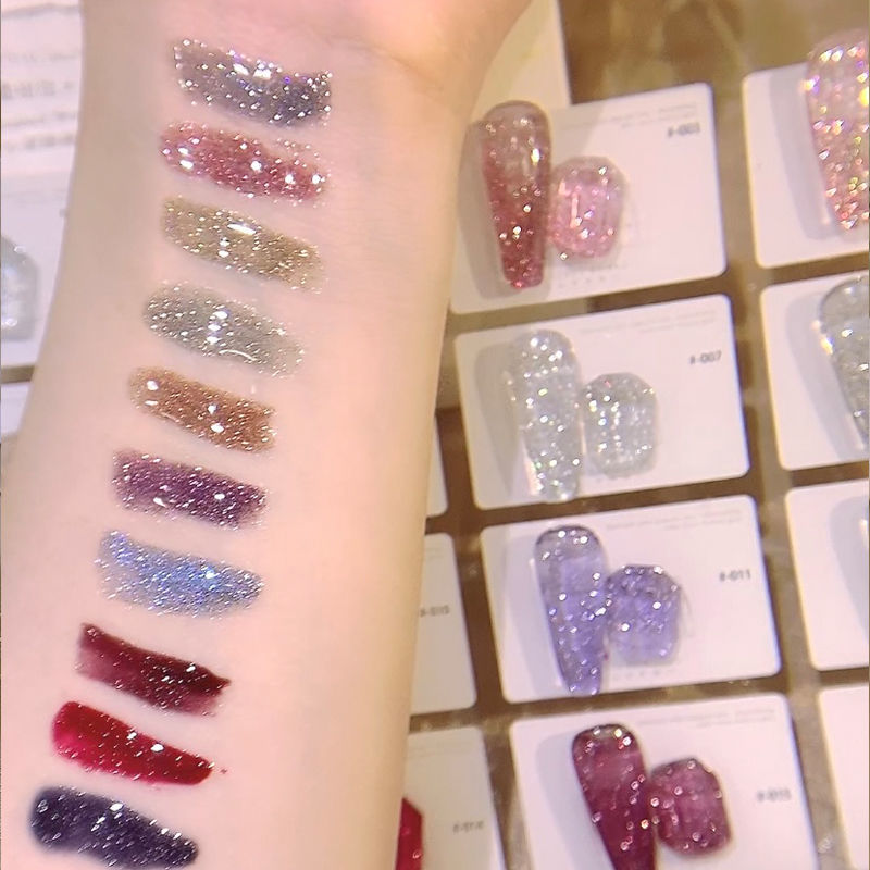 Explosive flash fine diamond nail enhancement 2022 new bounty reflective glue starry sky broken diamond flash powder nail polish glue nail salon