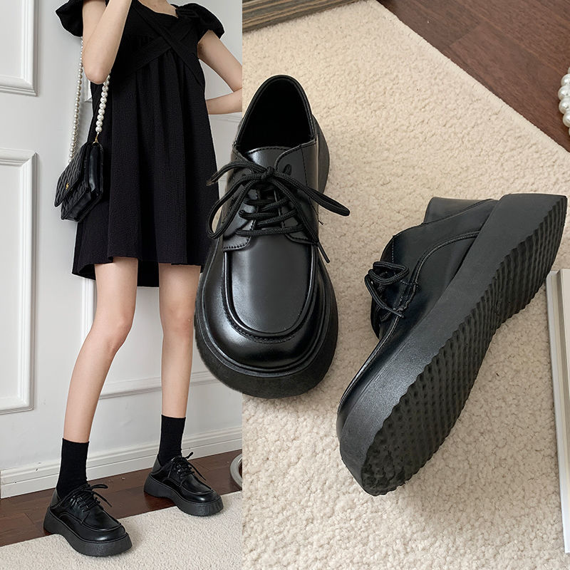British style small leather shoes women's spring 2022 new thick sole design sense of minority versatile big head retro single shoes spring