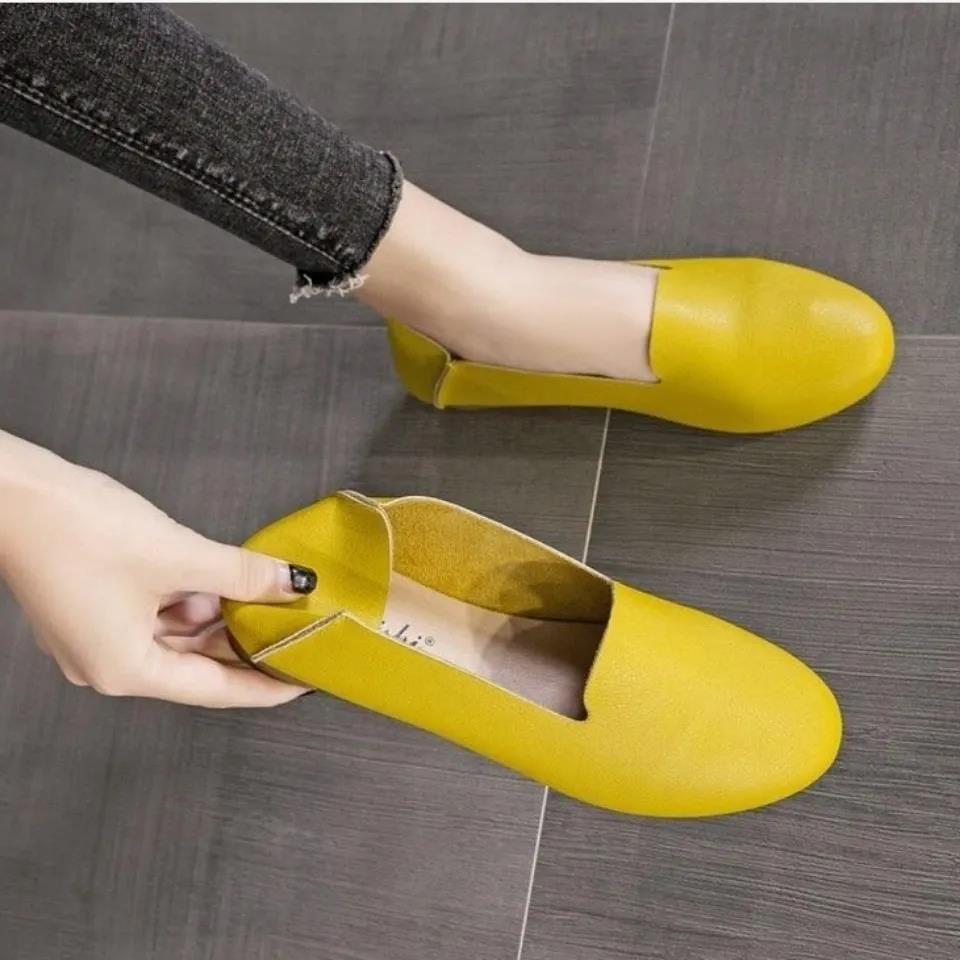 34-42 summer Doudou shoes new Baotou semi slippers flat heel casual soft bottom comfortable round head soft leather women's shoes