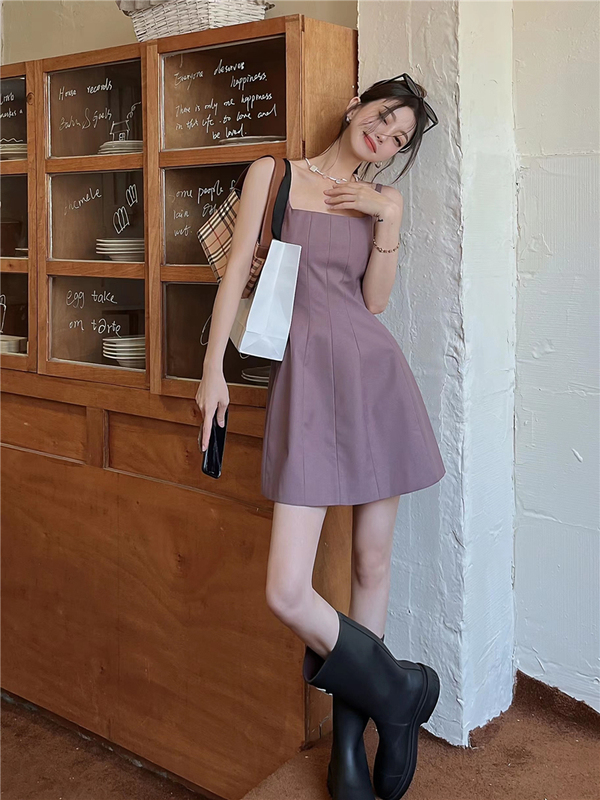 Real price and real shooting French high-grade summer splicing bud bandage dress