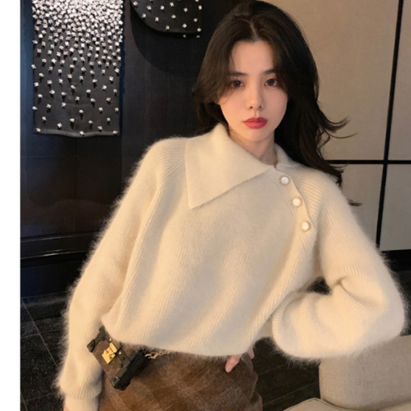 2022 autumn and winter clothes new Korean Knitted Top Pullover mink sweater women's lazy style sweater fashion