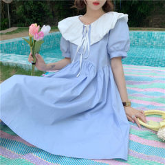 Four side elastic bubble sleeve dress women's 2022 summer new design sense, waist tight, slim and fashionable skirt