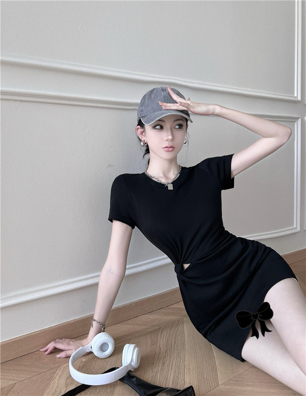 Real auction, real price French kink, hollow out, waist closed, thin A-line dress, summer