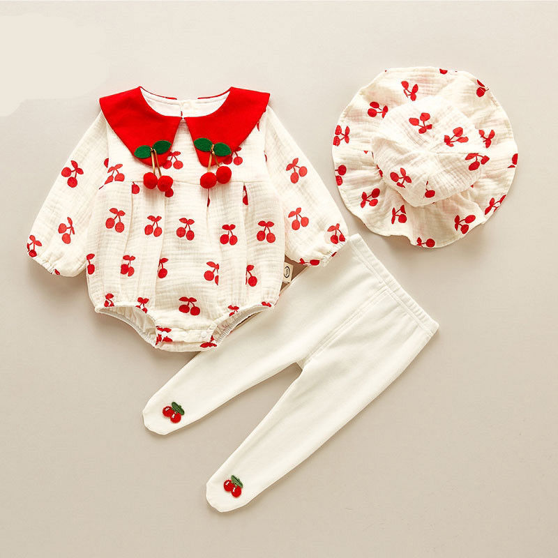 Girl's spring clothes 100 days bag fart clothes newborn full moon baby clothes Princess ha clothes foreign style one year old spring and autumn suit