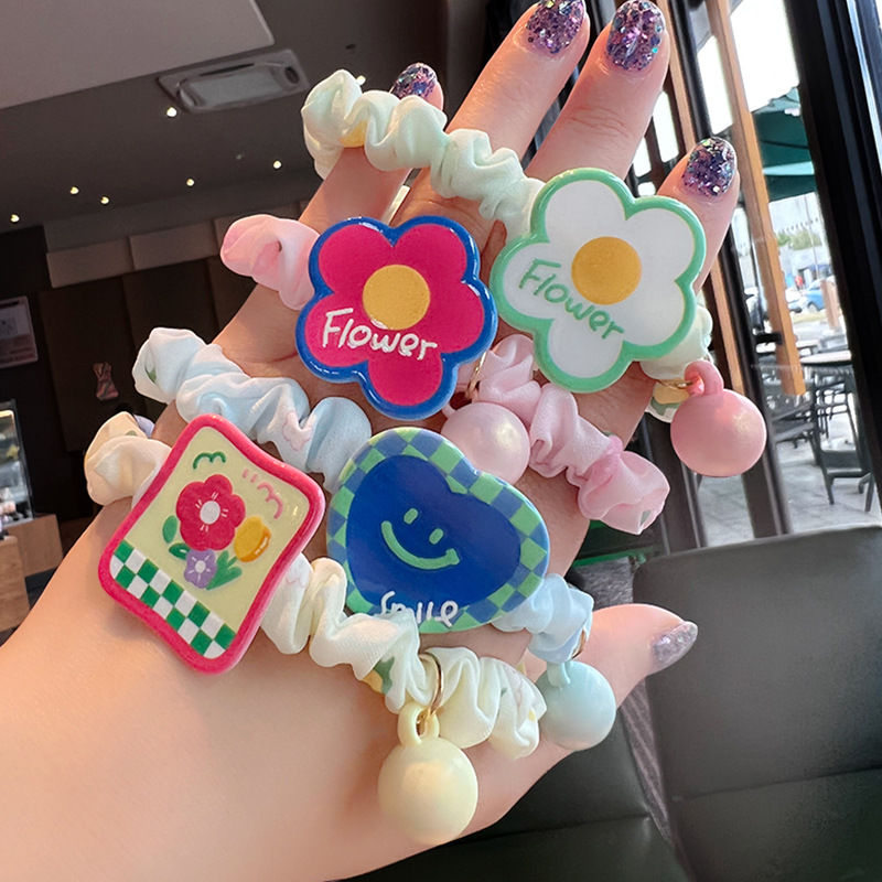 Japan and South Korea new cute floret love color Klein Blue Hair circle head rope ball head rope sweet hair ornament