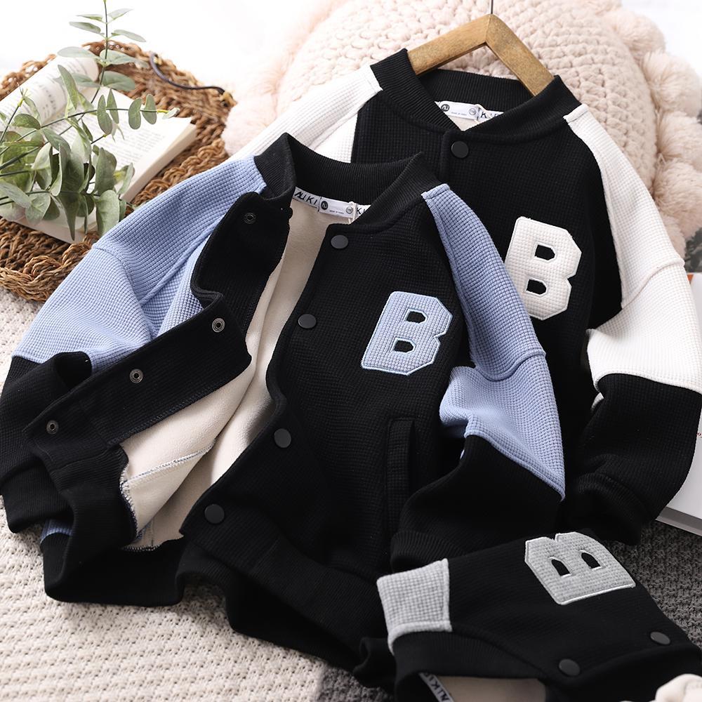 Boys' outerwear 2022 spring and autumn children's thickened warm bomber middle and large children's casual one piece Plush top fashion