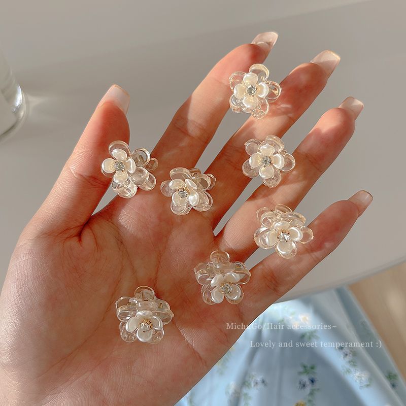 Super fairy flower bangs small grab clip Rhinestone hairpin female side clip forehead hair clip headdress new hairpin