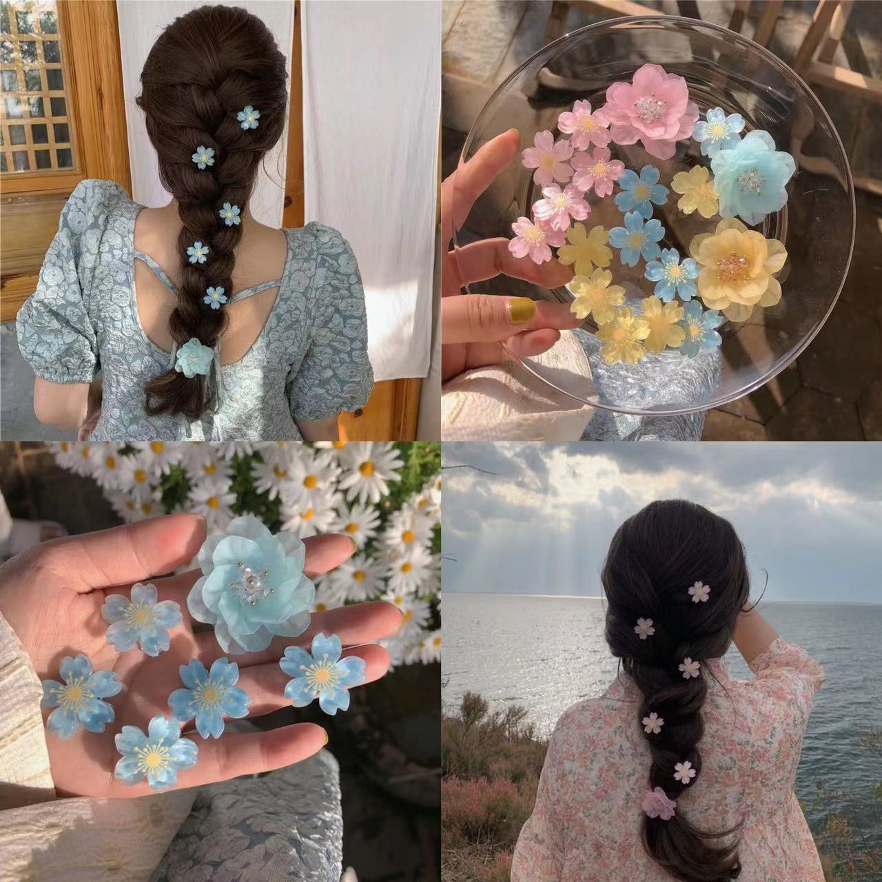 Sweet cherry blossom hair Jiashan Camellia broken hair clip hairpin net red 2022 new female summer small hairpin