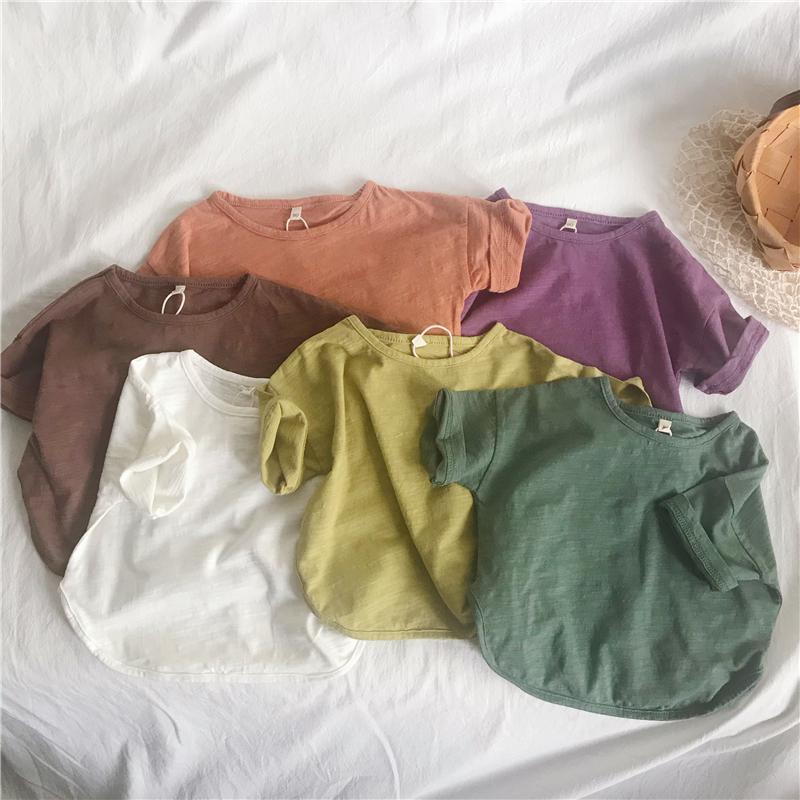 Children's summer suit 2022 new boys' and girls' bamboo pure cotton T-shirt, children's Korean Short Sleeved pumpkin pants