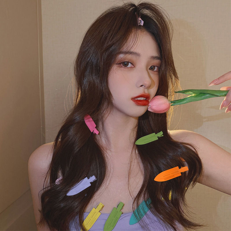 Bangs broken hair clip traceless hair clip female side clip macarone color hair clip hair clip metal flat clip hair ornament