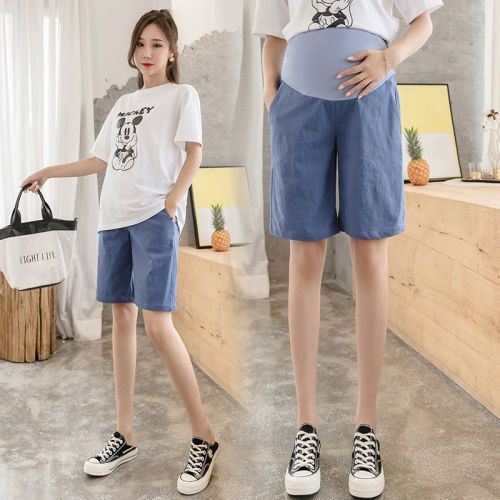 Pregnant women's shorts summer thin wear spring and summer cropped pants fashion pregnant women's pants loose cropped pants pants summer clothes