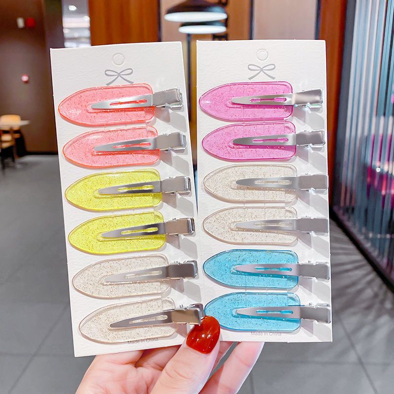 Candy color transparent traceless hairpin super flash powder surfboard hairpin bangs broken hair clip Korean version net red hair accessories