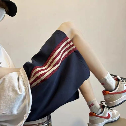 Non real photo original quality side stripe sports shorts loose cropped pants casual pants