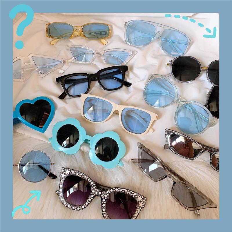 Haze blue couple retro small frame sunglasses net red aqin round Korean version trendy men's versatile girlfriends Sunglasses
