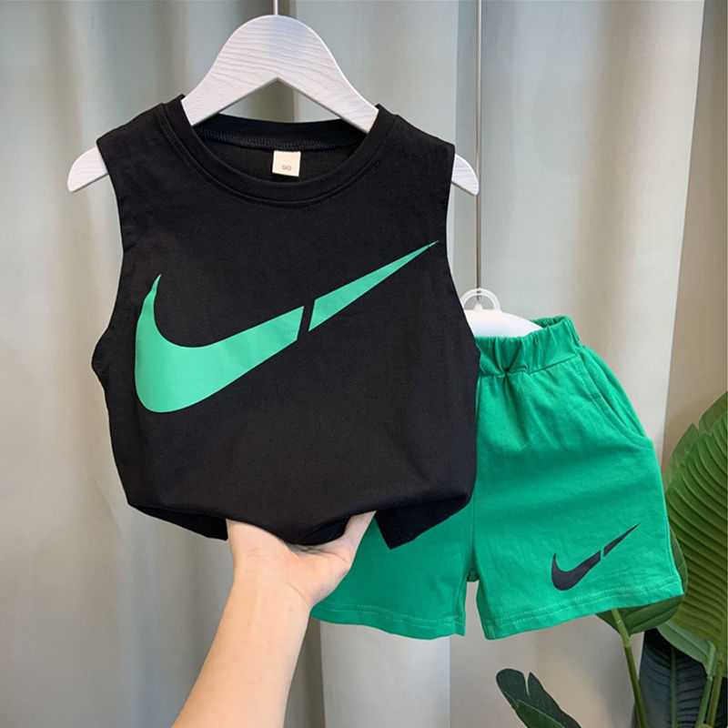 Boys' summer vest set 2022 new foreign style boys' handsome clothes children's fashion sleeveless two-piece set