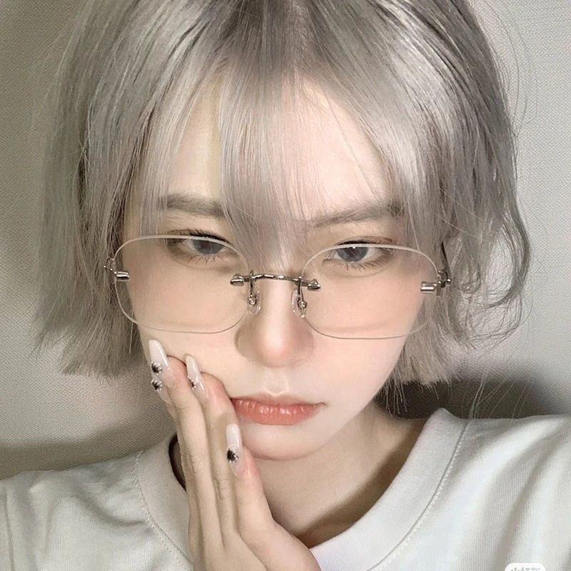 Ultra light plain rimless glasses pure lust men's net red little red book same style women's square small face gentle scum abstinence Department
