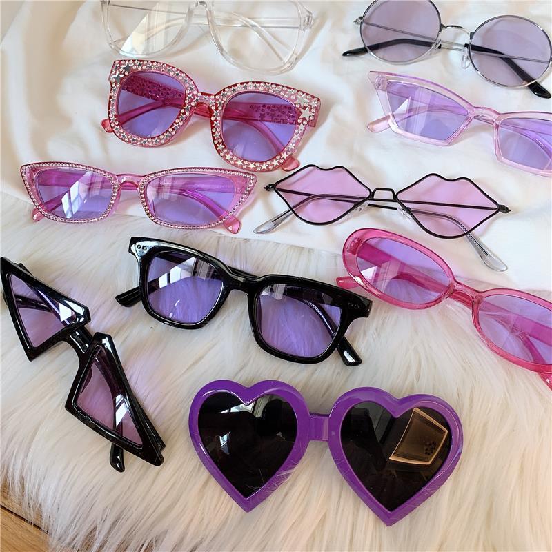 Purple personalized Sunglasses disco lovers Feng fan Meiya same picnic Sunglasses Women's UV protection