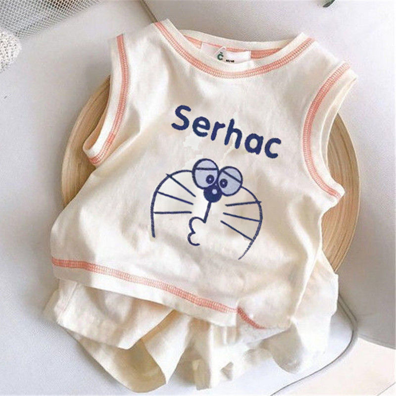Girls' cotton suit summer clothes children's clothes 2022 new foreign style handsome children's short sleeved T-shirt boys' two-piece set