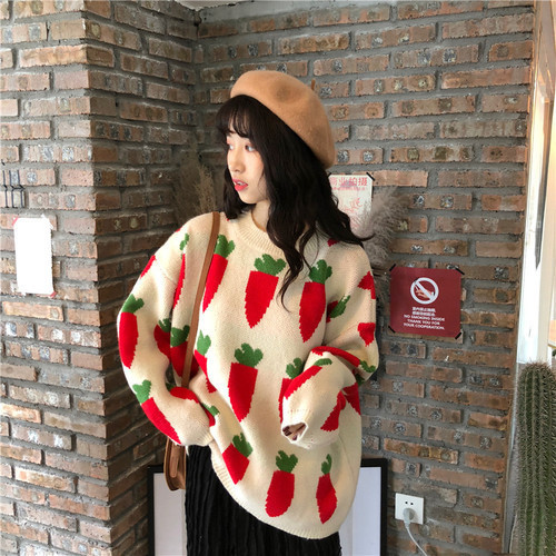 New autumn and winter Korean version loose lazy style carrot thick net red pullover sweater women's sweater