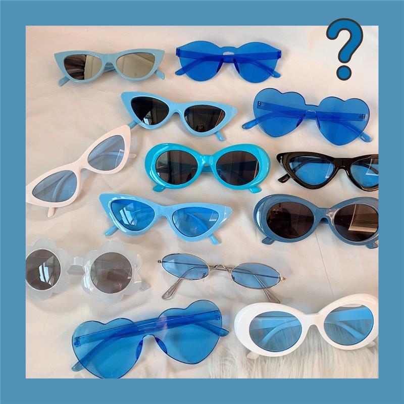 Blue Department fresh personality niche net red small frame big frame disco earth cool girl plain glasses sunglasses cat's eye