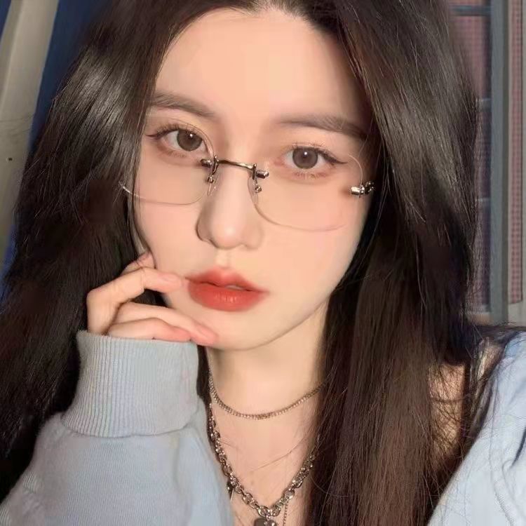 GM rimless nearsighted glasses show thin fashion net red ins style rectangular glasses rimless glasses with degree