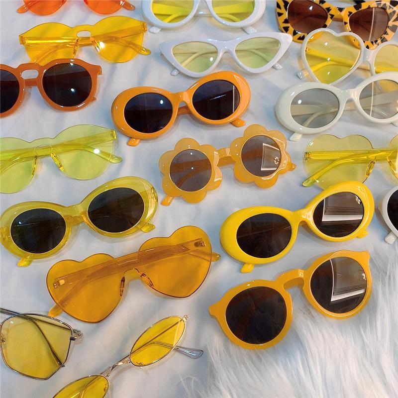Yellow ins European and American style jelly Japan and South Korea street shooting retro summer color film Sunglasses earth cool disco