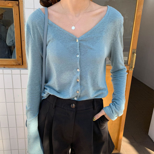 Real photo Korean sun proof shirt women's long sleeve loose and versatile collar thin shirt coat women