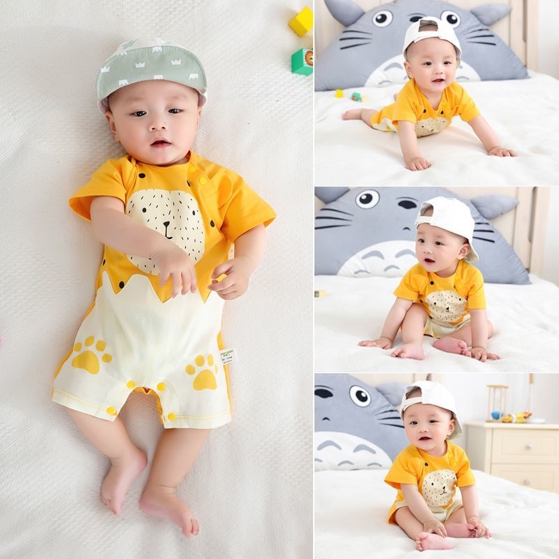 Baby's short sleeved one-piece clothes, pure cotton, baby's thin clothes, 0-12 months' summer climbing clothes, newborn clothes