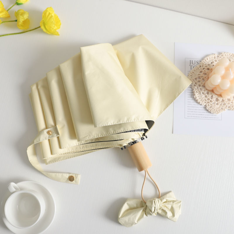 French retro umbrella folding sunny and rainy dual-purpose sun umbrella sun protection UV protection female minimalist abstinence System INS wind