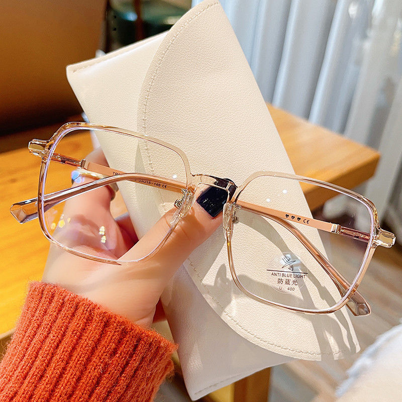 Large frame ultra light brown glasses women's Korean version of trendy myopia online can be matched with degrees, large face, thin face, eye frame men