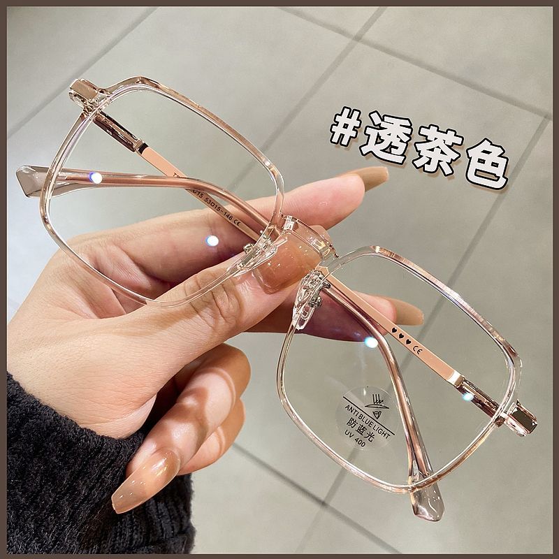 Ultra light myopia glasses women's anti blue light can be equipped with degree lenses, plain face, large face, thin transparent eye frame frame
